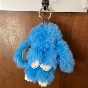 Sky Blue Fluffy Bunny Keychain